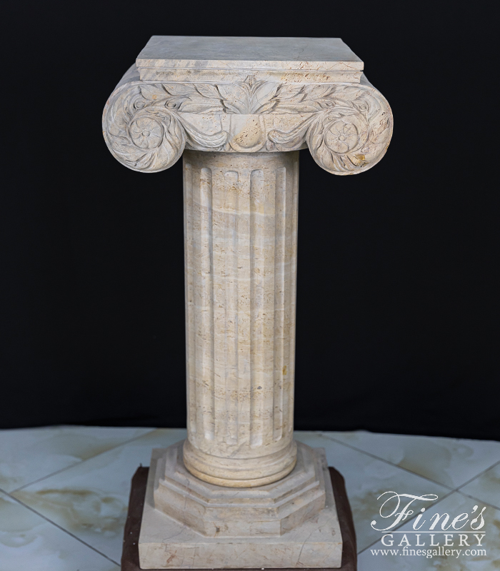 Marble Bases  - 39 Inch Fluted Ionic Marble Pedestal - MBS-082